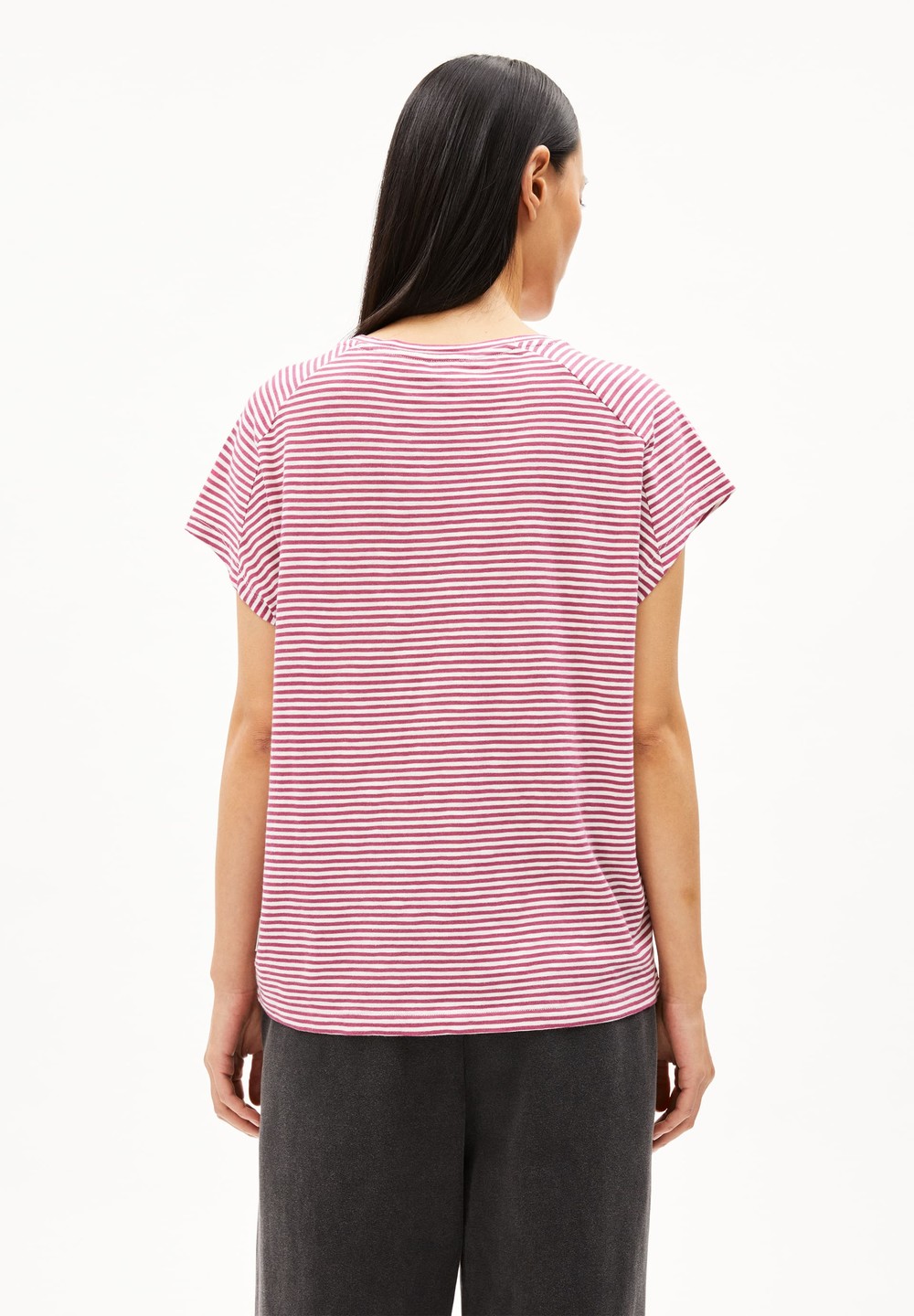 ARMEDANGELS ONELIAA LOVELY STRIPES T-Shirt Loose Fit made of Organic Cotton Crushed Berry-oatmilk | VDLYF5068