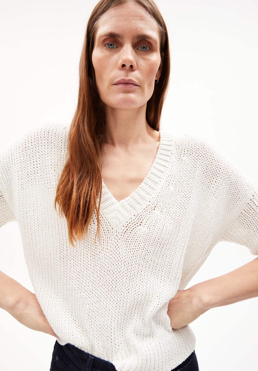 ARMEDANGELS RONAA Sweater Loose Fit made of Organic Cotton Bílé | AGOCI9243