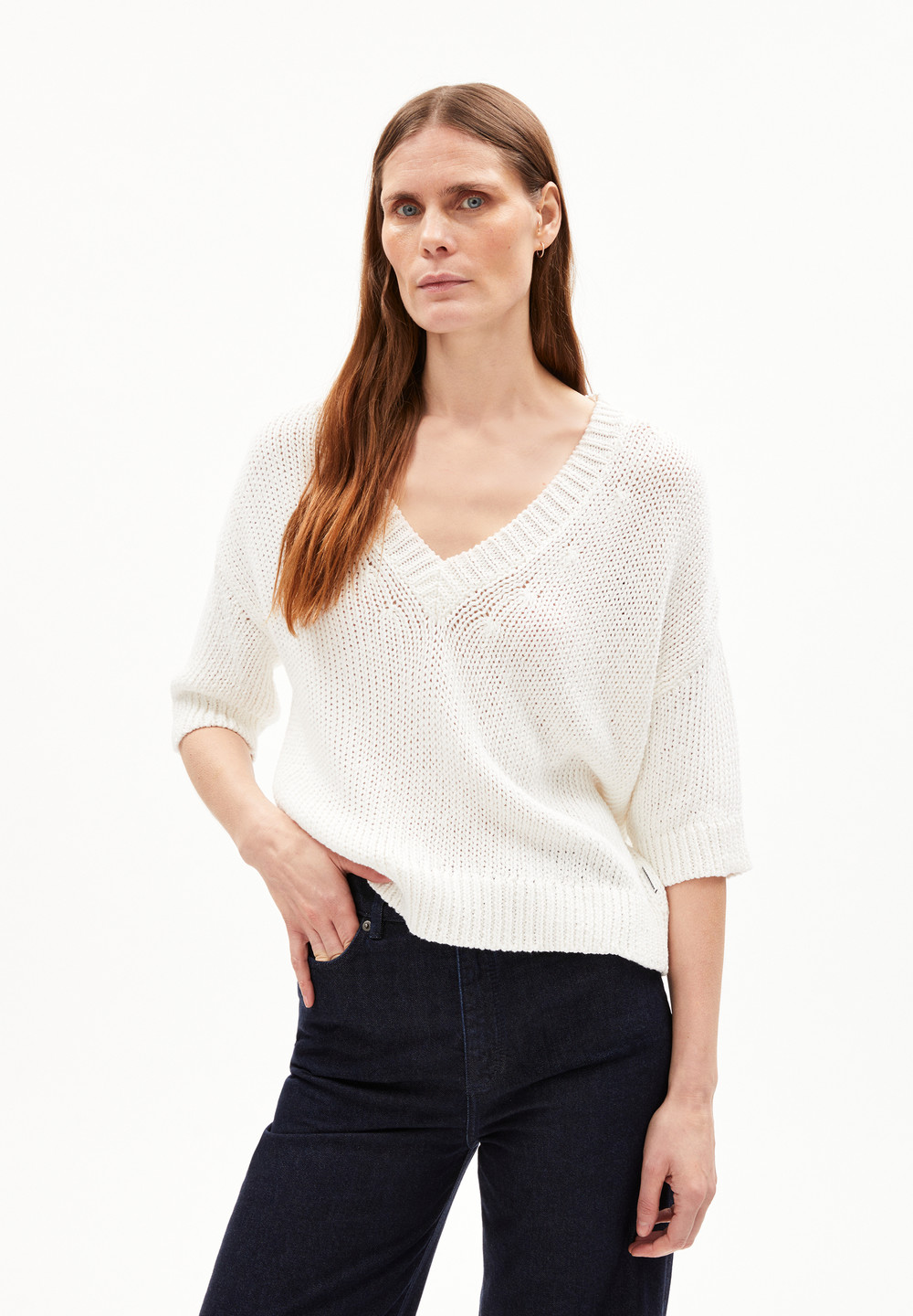 ARMEDANGELS RONAA Sweater Loose Fit made of Organic Cotton Bílé | AGOCI9243