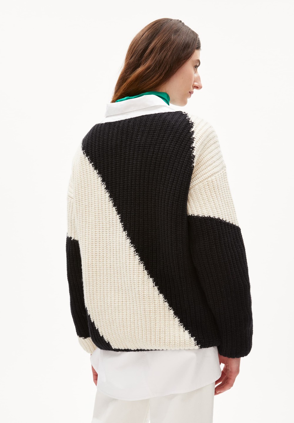 ARMEDANGELS SAADIE STRIPED Sweater made of Organic Wool Mix Black-oatmilk | RTVAI6584