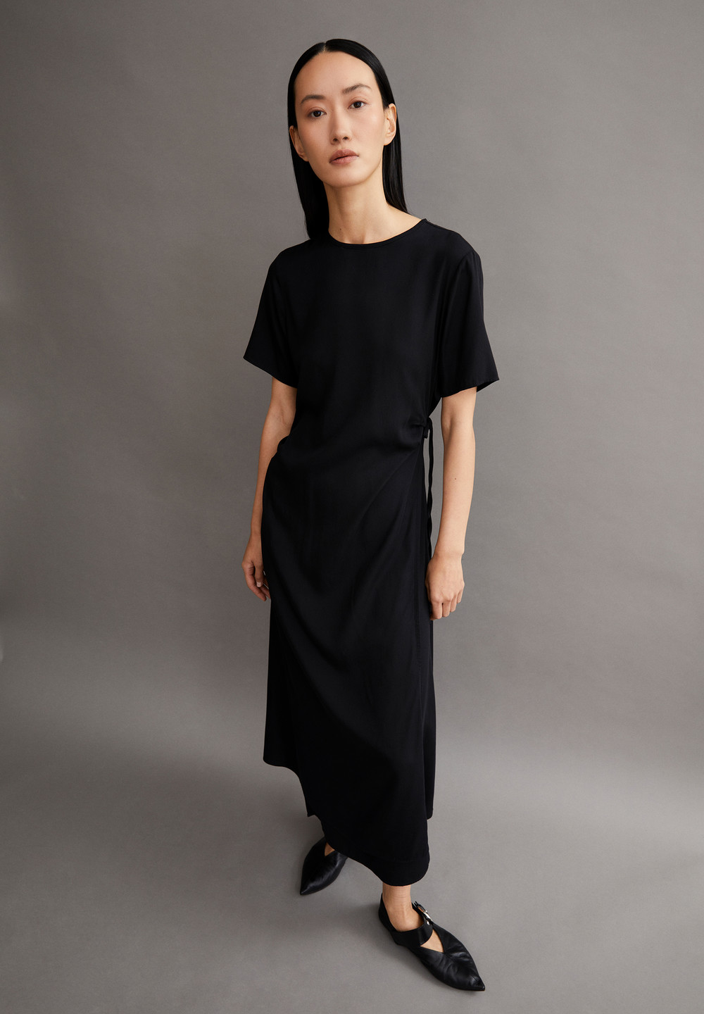 ARMEDANGELS SEDISAA Woven Dress Regular Fit made of TENCEL™ Lyocell Mix Černé | CYFTP9148