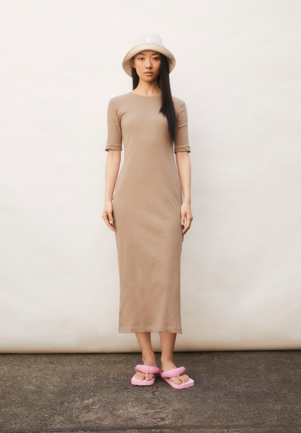 ARMEDANGELS SEHAA Rib-Jersey Dress Slim Fit made of Organic Cotton Mix Cinnamon Dust | JAIKV5870