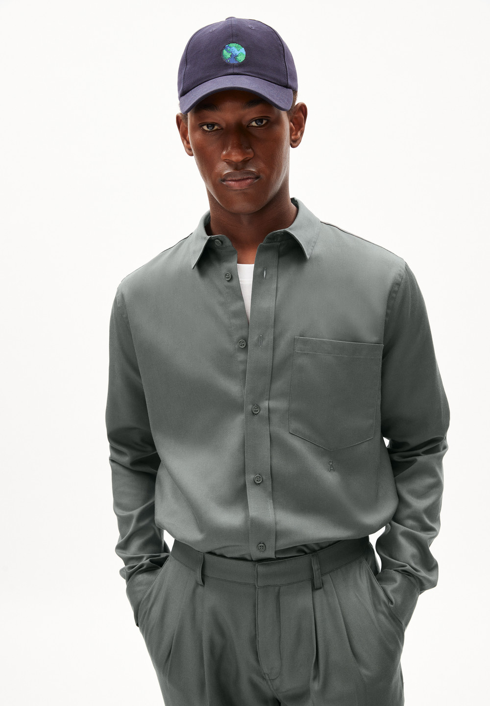 ARMEDANGELS SKJORTAAS Shirt Relaxed Fit made of TENCEL™ Lyocell Mix Space Steel | NPQWS5482