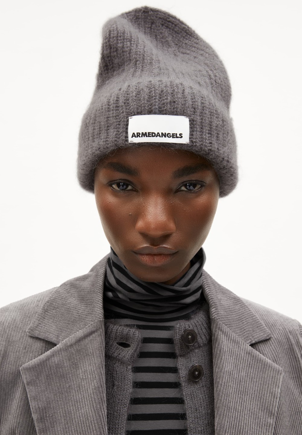 ARMEDANGELS SNOWAA Beanie made of Mohair Wool Mix Iron Cast | NCGWO0562