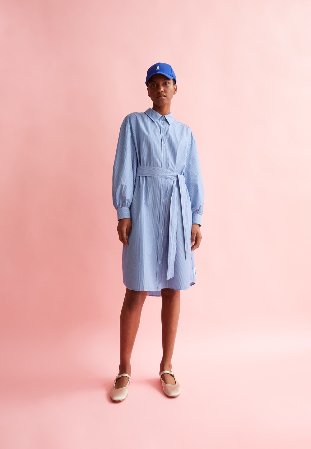 ARMEDANGELS SURIAANA STRIPED Woven Dress Loose Fit made of Organic Cotton Warm Blue-white | MXNHK8561