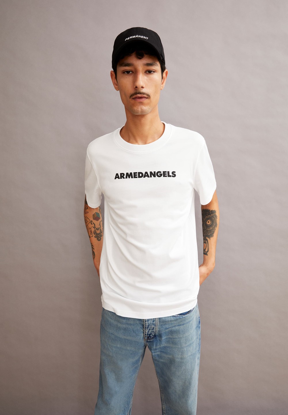 ARMEDANGELS TAALU WORDMARK Heavyweight T-Shirt Relaxed Fit made of Organic Cotton Bílé | CYBMR8260