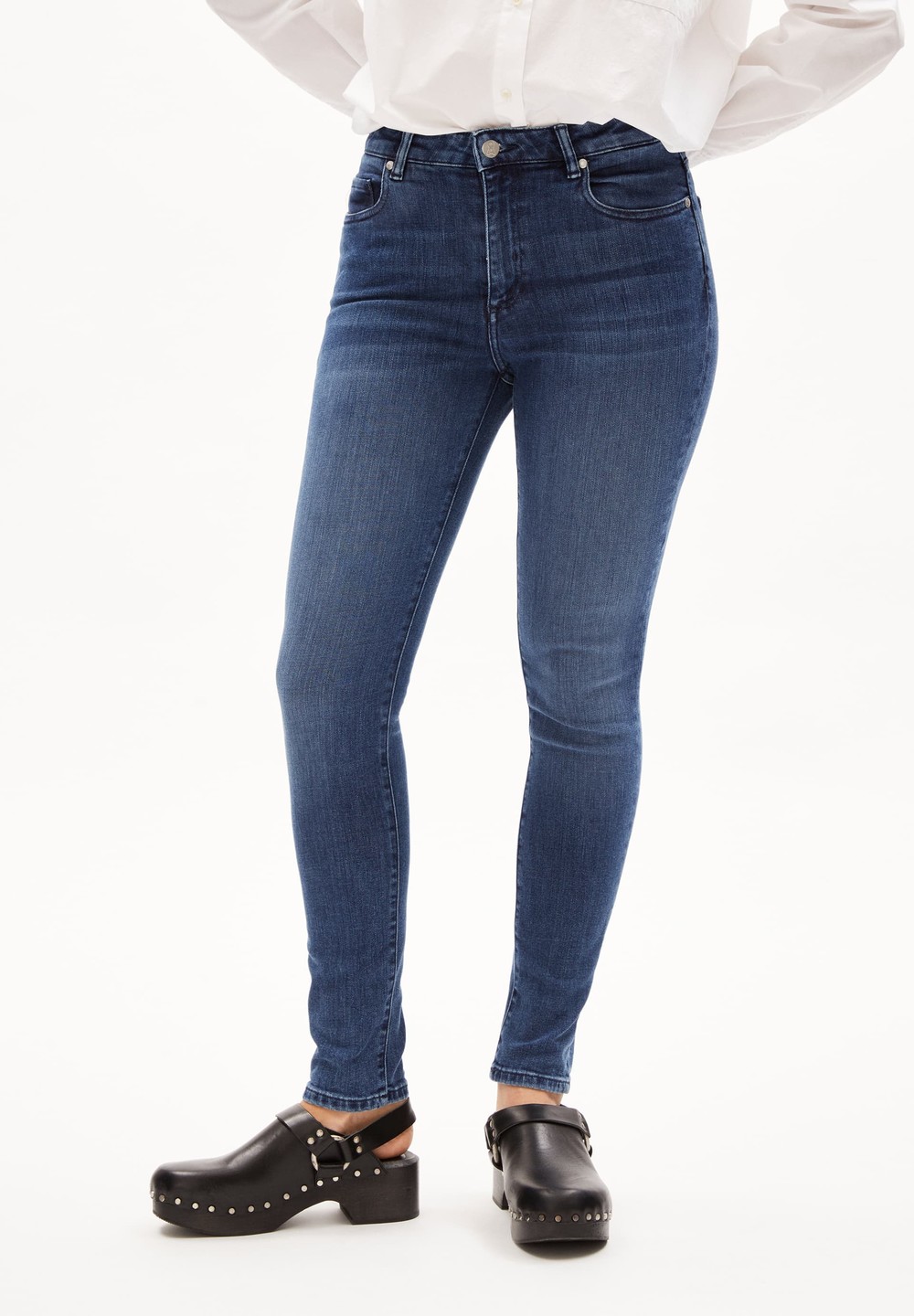 ARMEDANGELS TILLAA Jeans Skinny Leg Mid Waist Organic Cotton Mix X-Stretch Blankyt Světle Modré | SUJGH5768