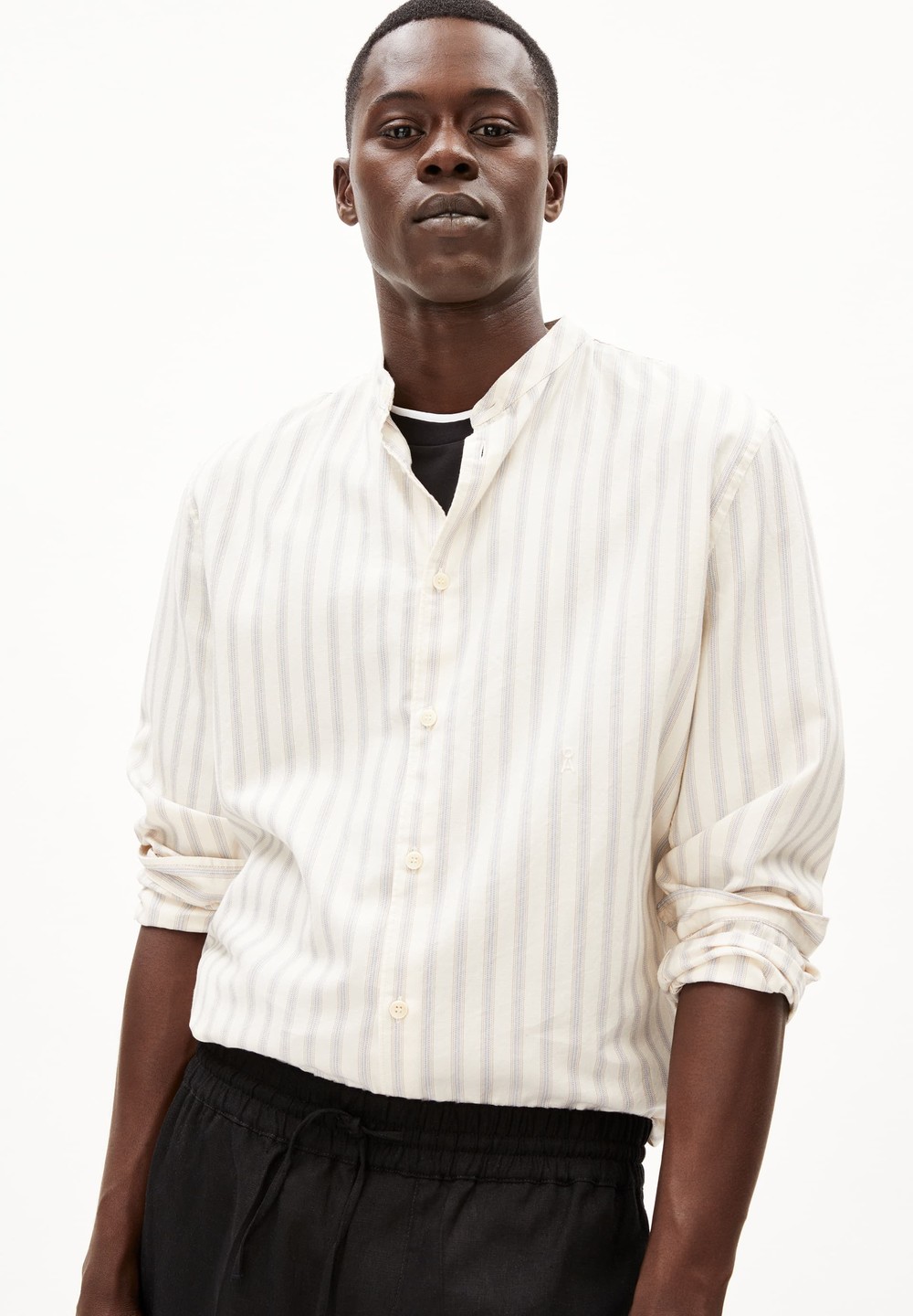 ARMEDANGELS VAALERONIMUS STRIPES Shirt Relaxed Fit made of Organic Cotton Oatmilk-cinnamon Dust-blue Stone | LNTCX9687