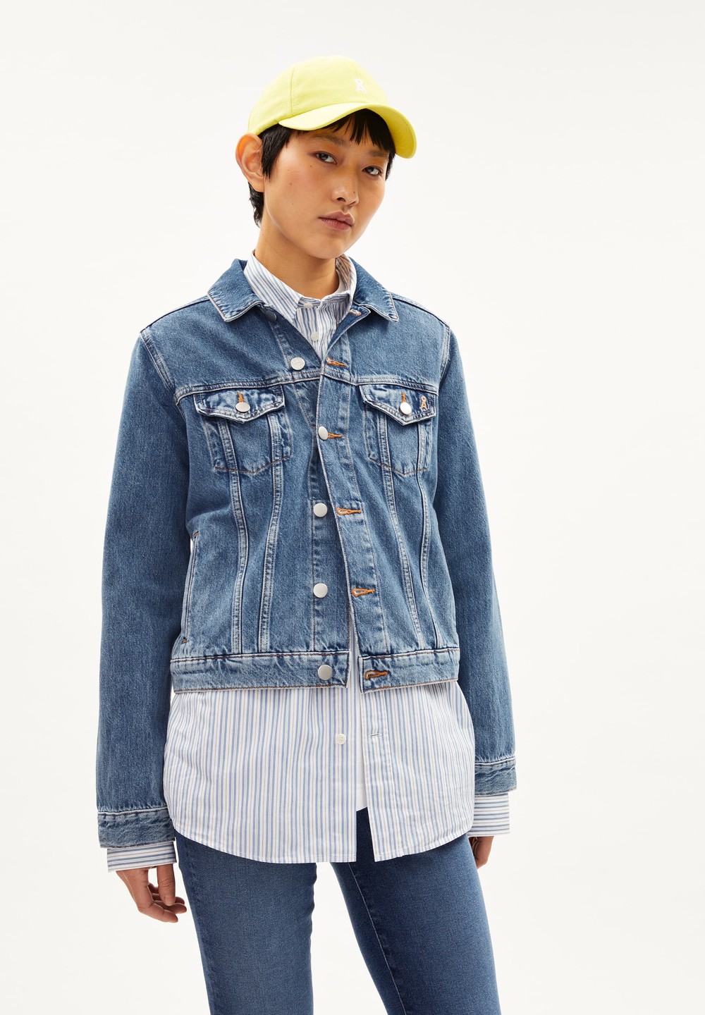 ARMEDANGELS VELITAA RETRO Denim Jacket Regular Fit made of Organic Cotton Mix Blankyt Světle Modré | UYLOQ2651