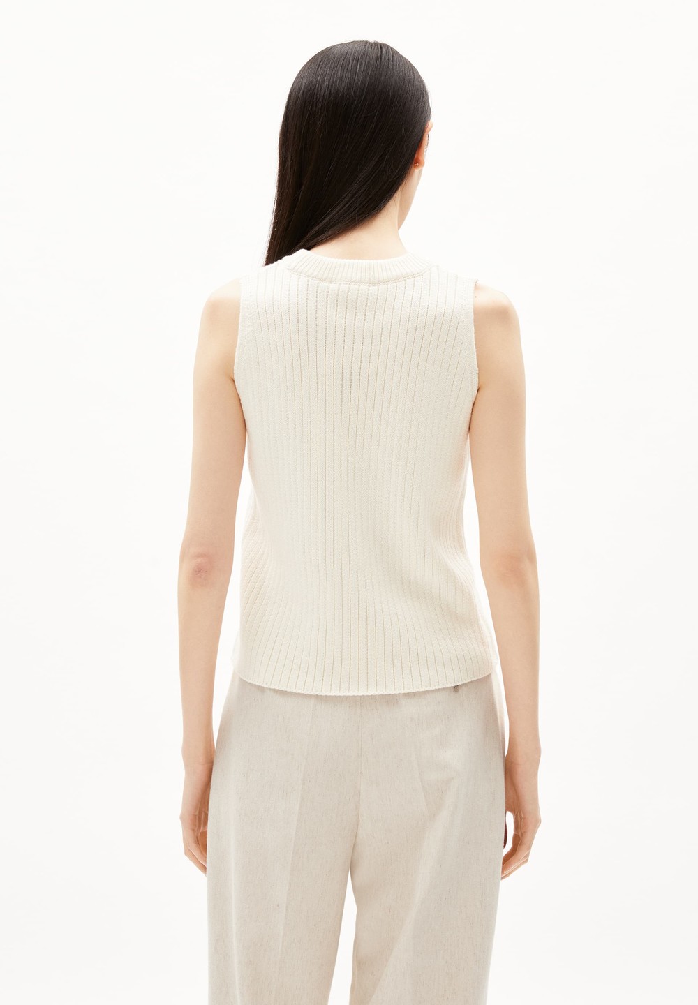 ARMEDANGELS WIOLAA Knit Top Regular Fit of Organic Cotton Bílé | SPBJF4957