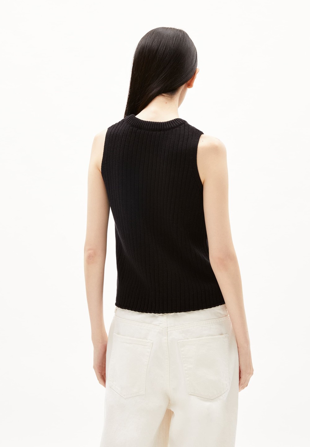 ARMEDANGELS WIOLAA Knit Top Regular Fit of Organic Cotton Černé | NPMHT8095