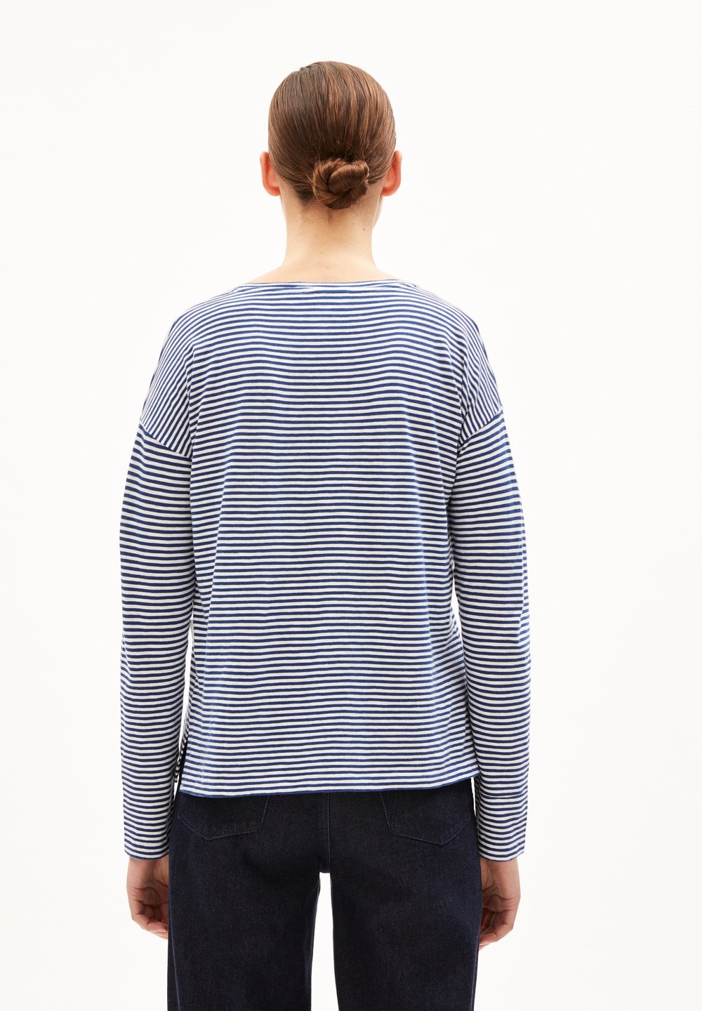 ARMEDANGELS XIANAA LOVELY STRIPES Longsleeve Oversized Fit made of Organic Cotton Faded Indigo-oatmilk | VRHLM5973